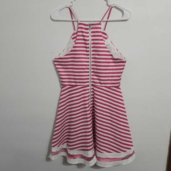 Tea & Cup pink stripped fit and flare spaghetti strap dress. Size Large. - Picture 2 of 7